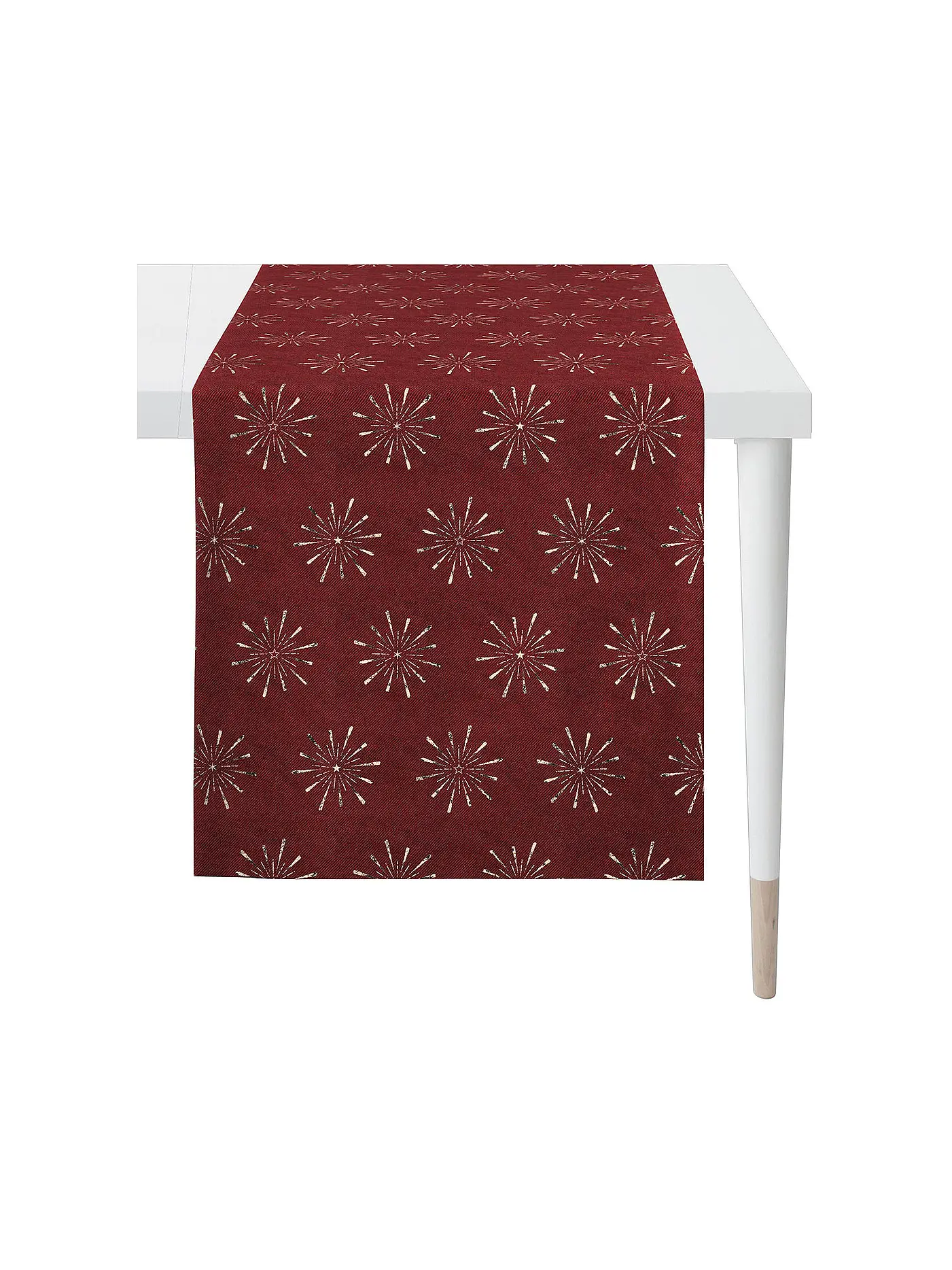 APELT | Läufer CHRISTMAS GLAM 48x140cm Weiss | dunkelrot